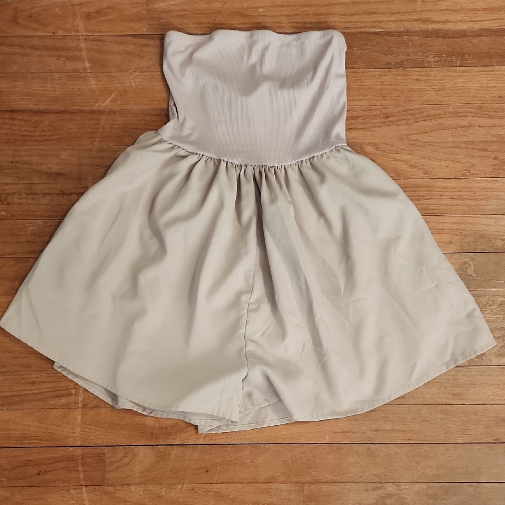 Schein Strapless Skort In Tan Size Small